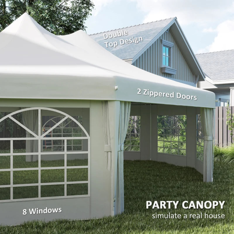 Extra-Large White Canopy Party Tent with Pull-Back Doors