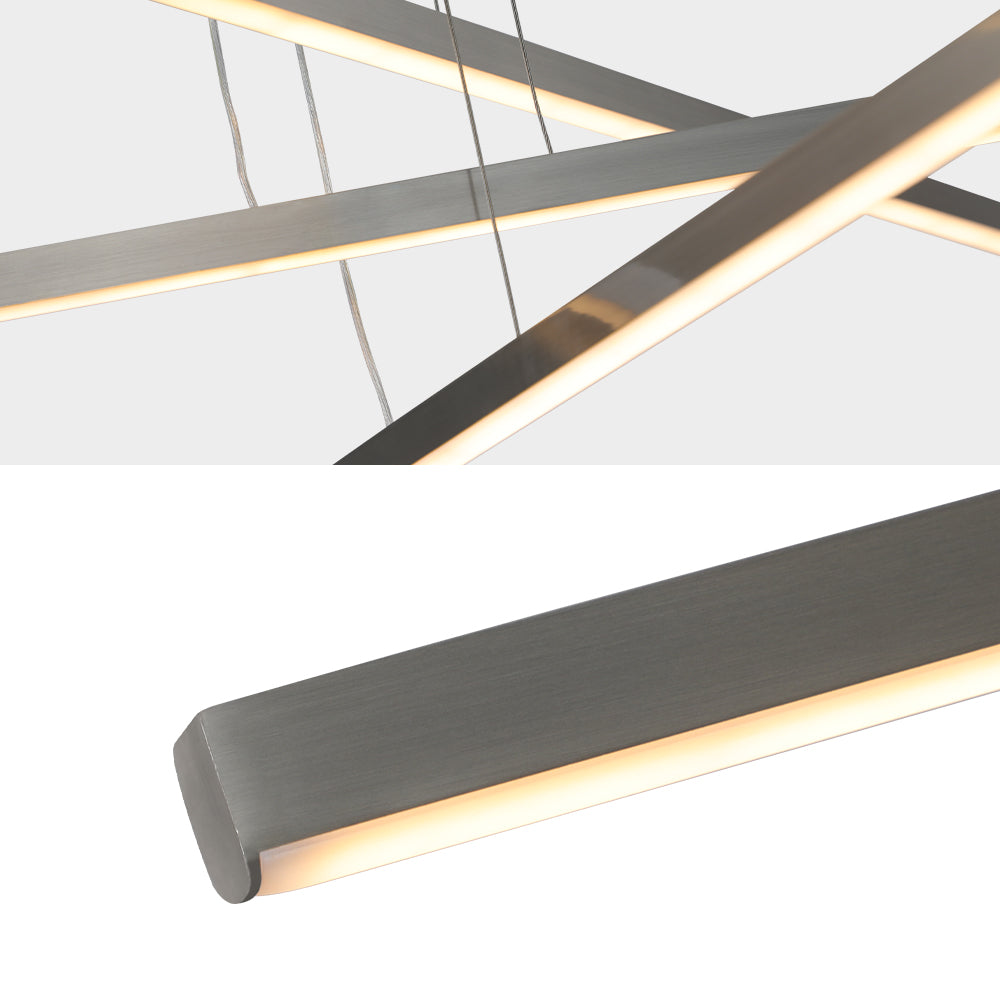 Modern LED Chandelier - Geometric 3-Arm Design, Adjustable Height