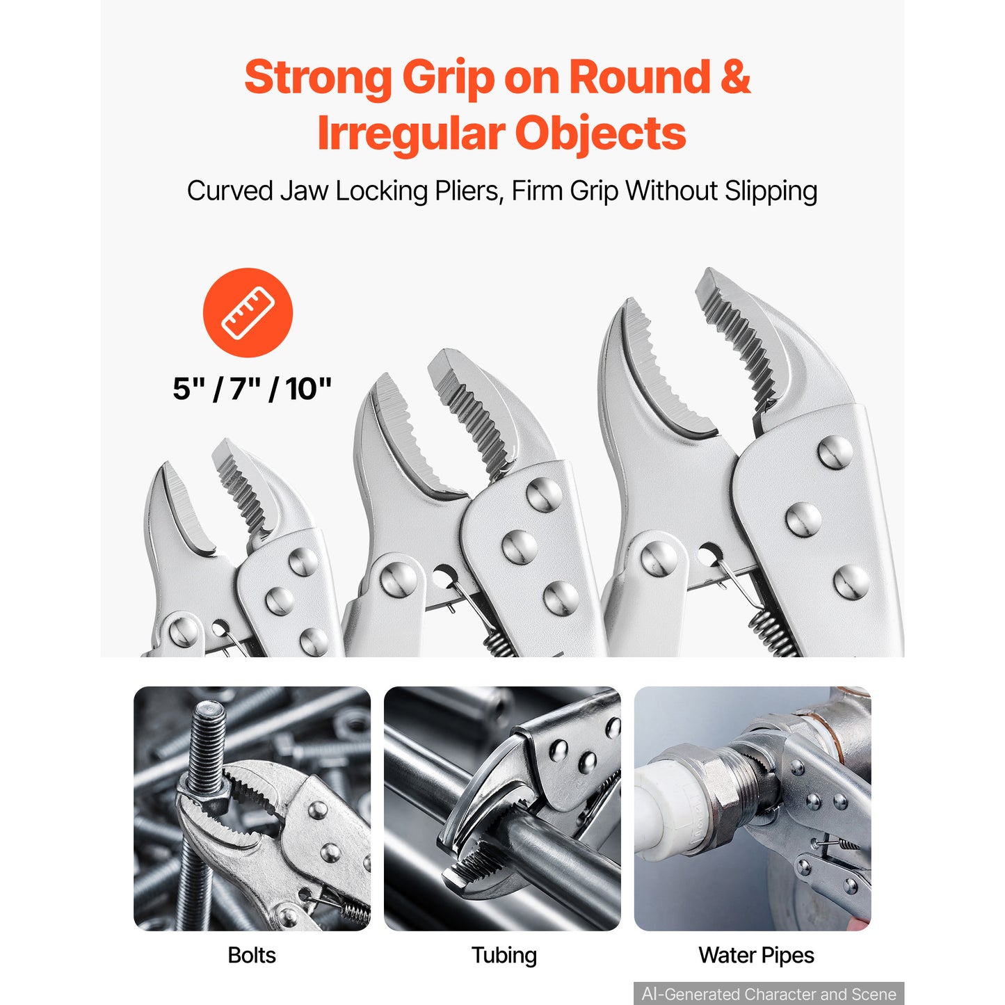 Locking Pliers Set 5-Piece Hand Tool Kit Nickel-Plated Carbon Steel Ergonomic Handles