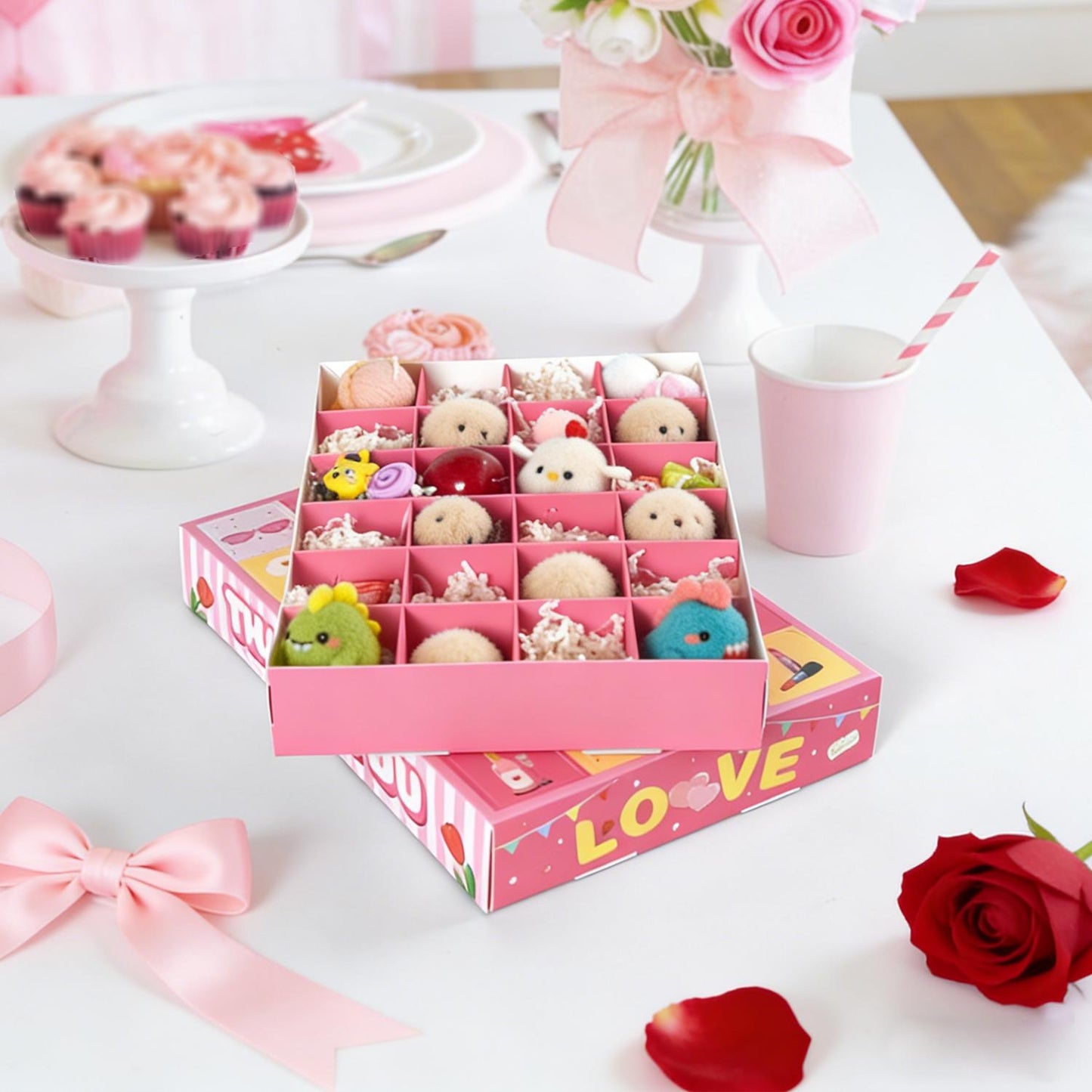 24-Day Countdown Gift Boxes - 10 Pink Valentine’s Day DIY Boxes