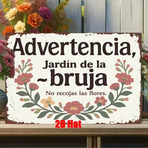 Spanish Witch 2D Metal Wall Art Sign - Vintage Style, 7.8x11.8 Inch