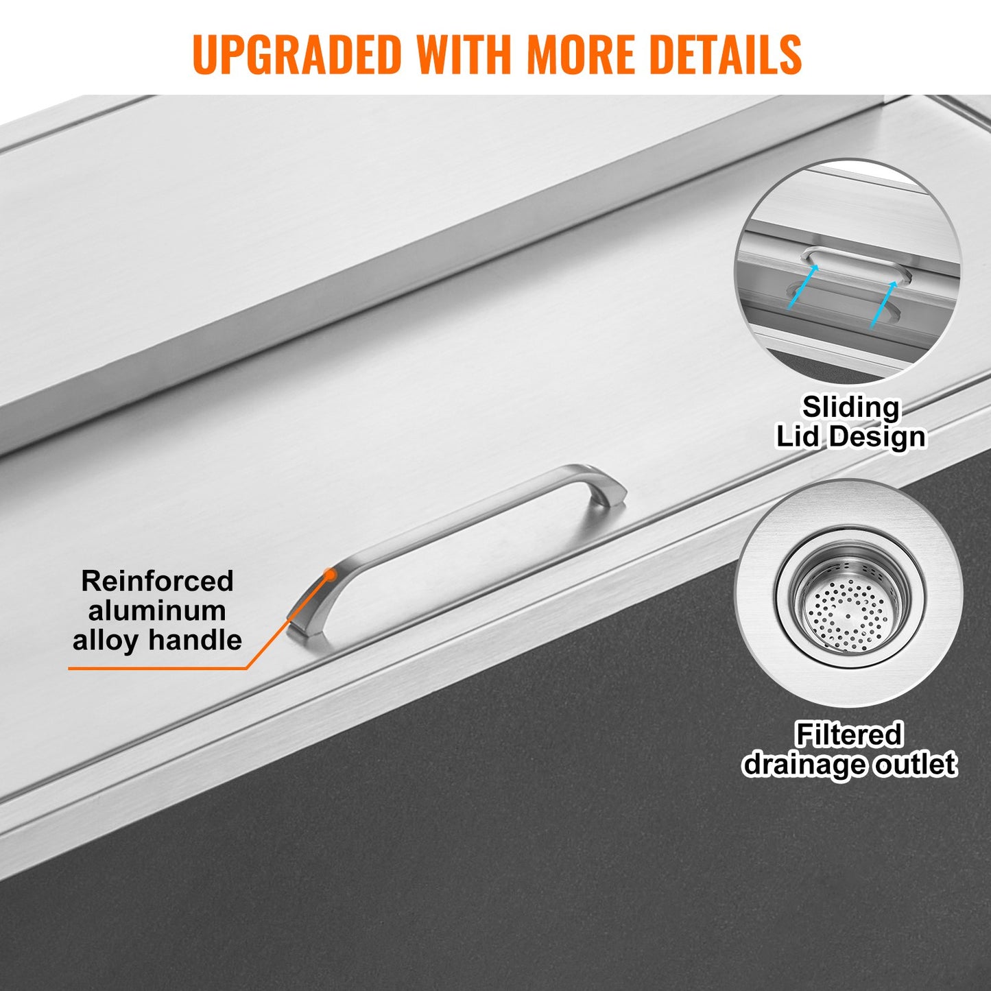 Drop-In Stainless Steel Ice Bin - 40.9 Qt Outdoor Cooler