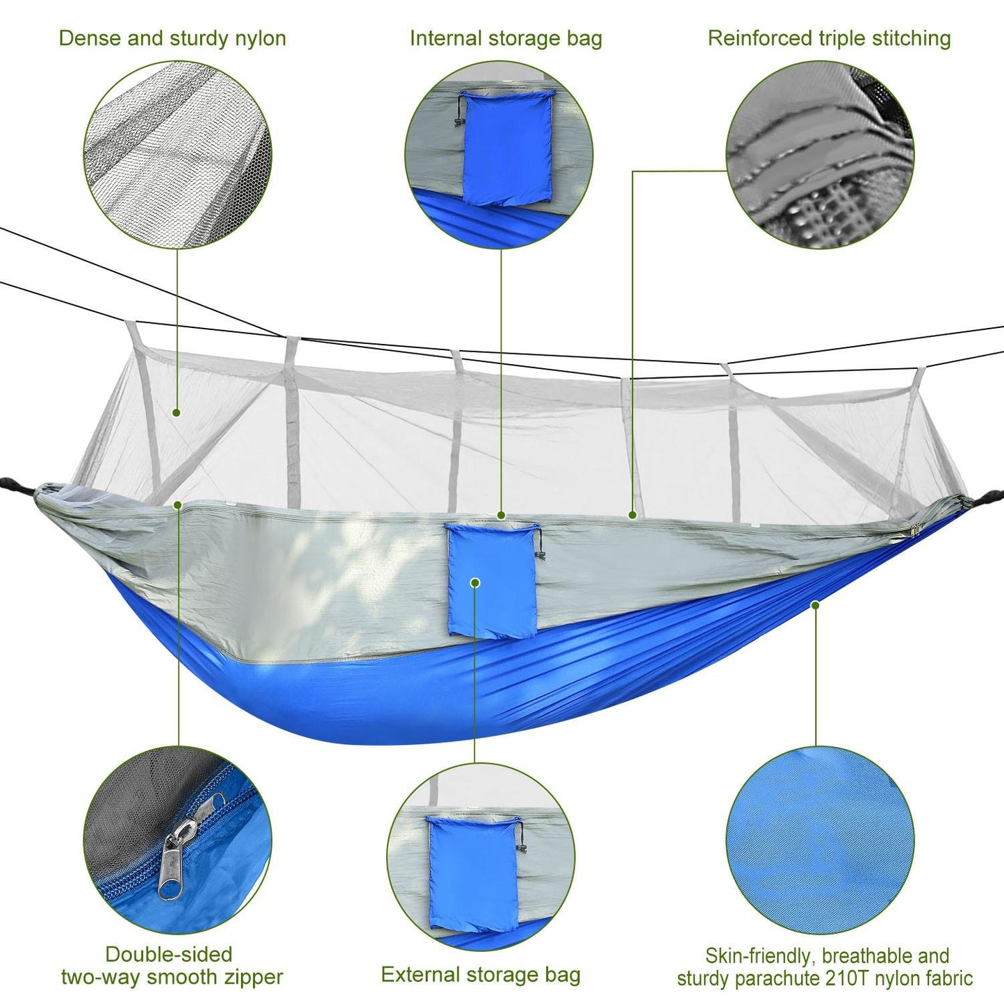 Outdoor Anti-Bug Hammock with Fine Mesh Mosquito Net