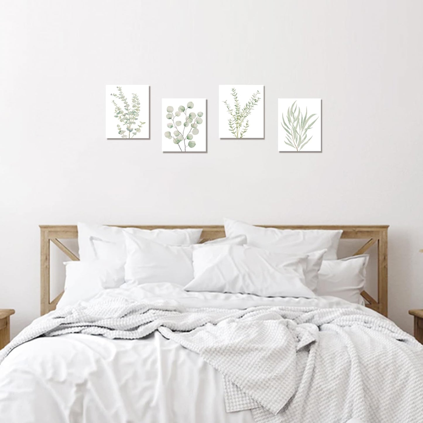 Botanical Plant Canvas Wall Art Set - 4 Framed Prints, 8x10in