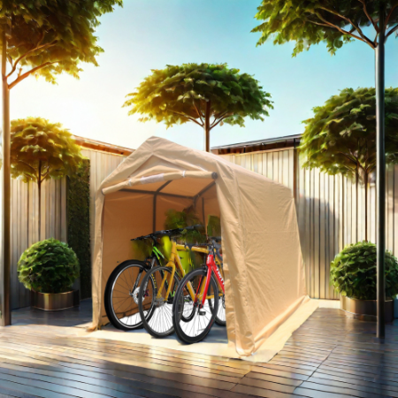 7x12ft Portable Garage Shelter with Roll-Up Doors - Sand