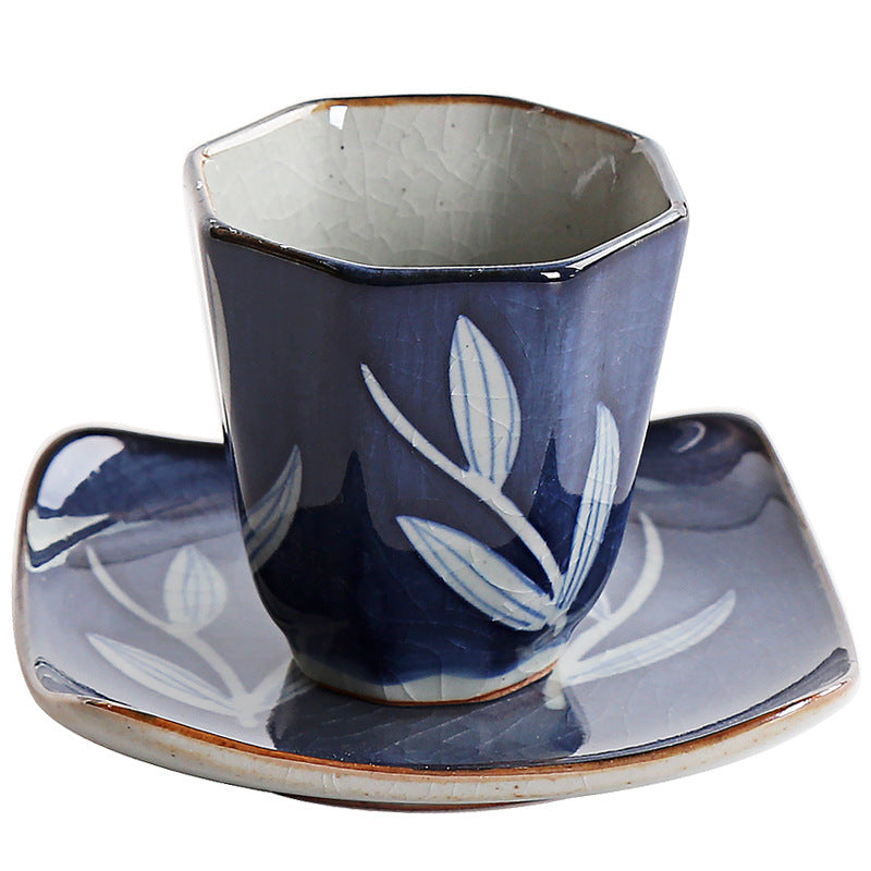 Antique Hand-Painted Ceramic Teapot & Tea Cup Set - Blue and White Kitchen Decor