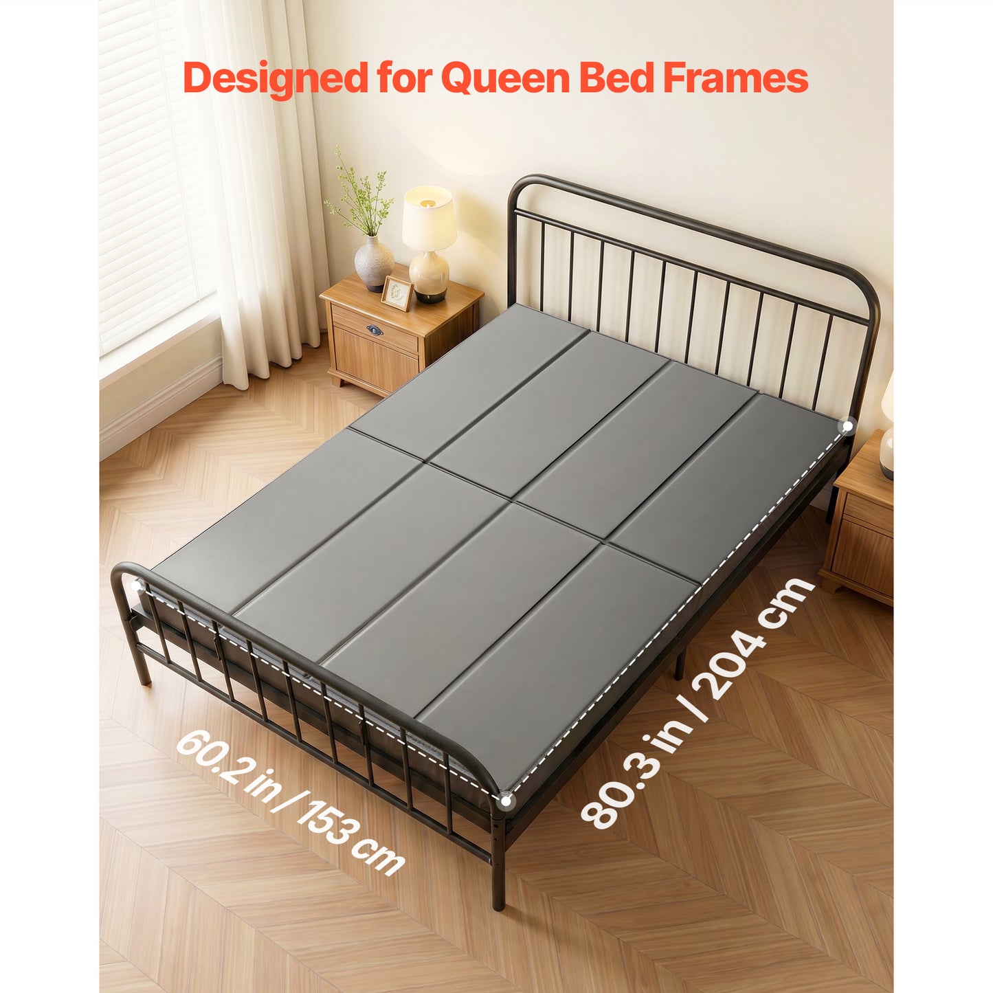 Queen Size Bunkie Board Foldable Bed Foundation Anti-Sag Mattress Support