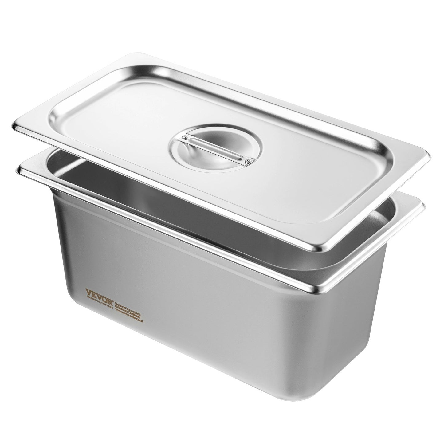 8 Pack 1/3 Size Stainless Steel Steam Table Pans with Lids