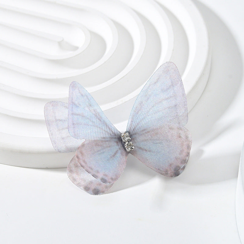 Double Layer Mesh Butterfly Jewelry Headdress with Floral Print - DIY Handmade