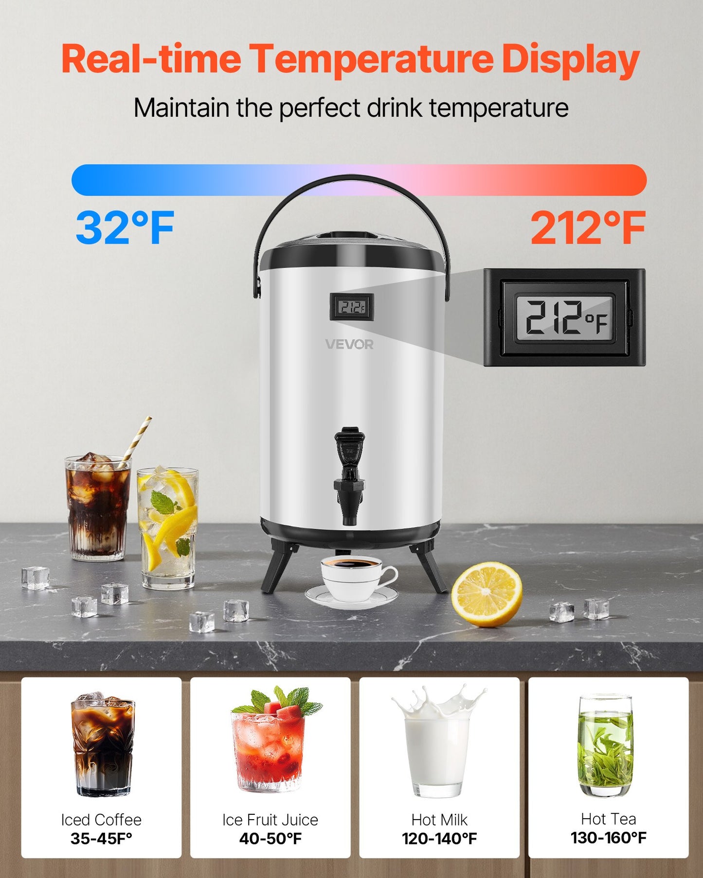 3.2 Gallon Insulated Beverage Dispenser - Stainless Steel