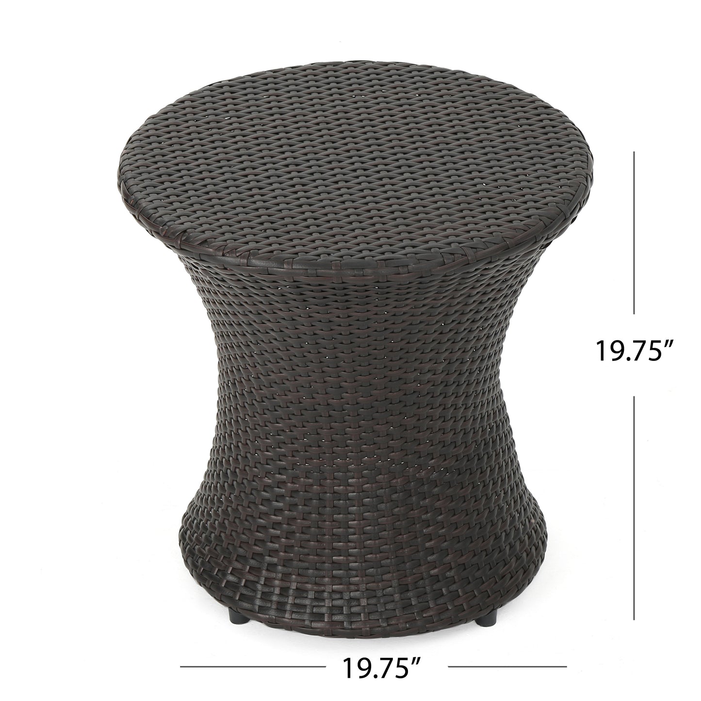 19" Kono Hourglass End Table - Brown Multi Wicker