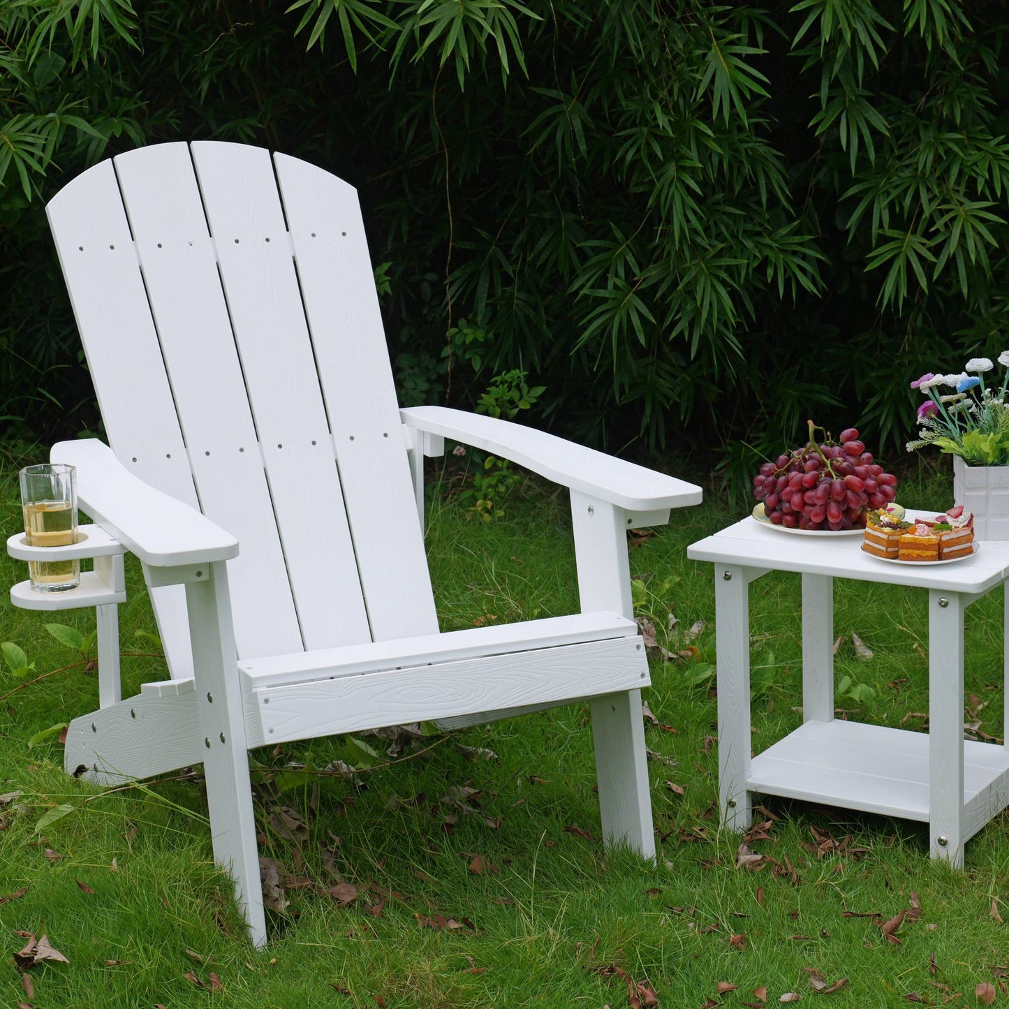 Outdoor Lounge Chair With Cup Holder For Patio Relaxation & Garden