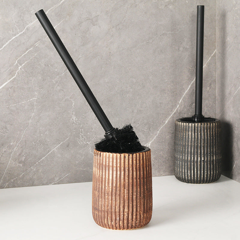 Removable Home Toilet Brush with Ceramic Holder - Light & Dark Colors