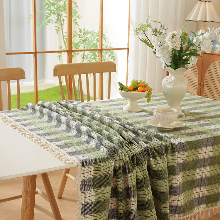 Pastoral Style Thickened Polyester Plaid Table Cloth for Kitchen & Dining