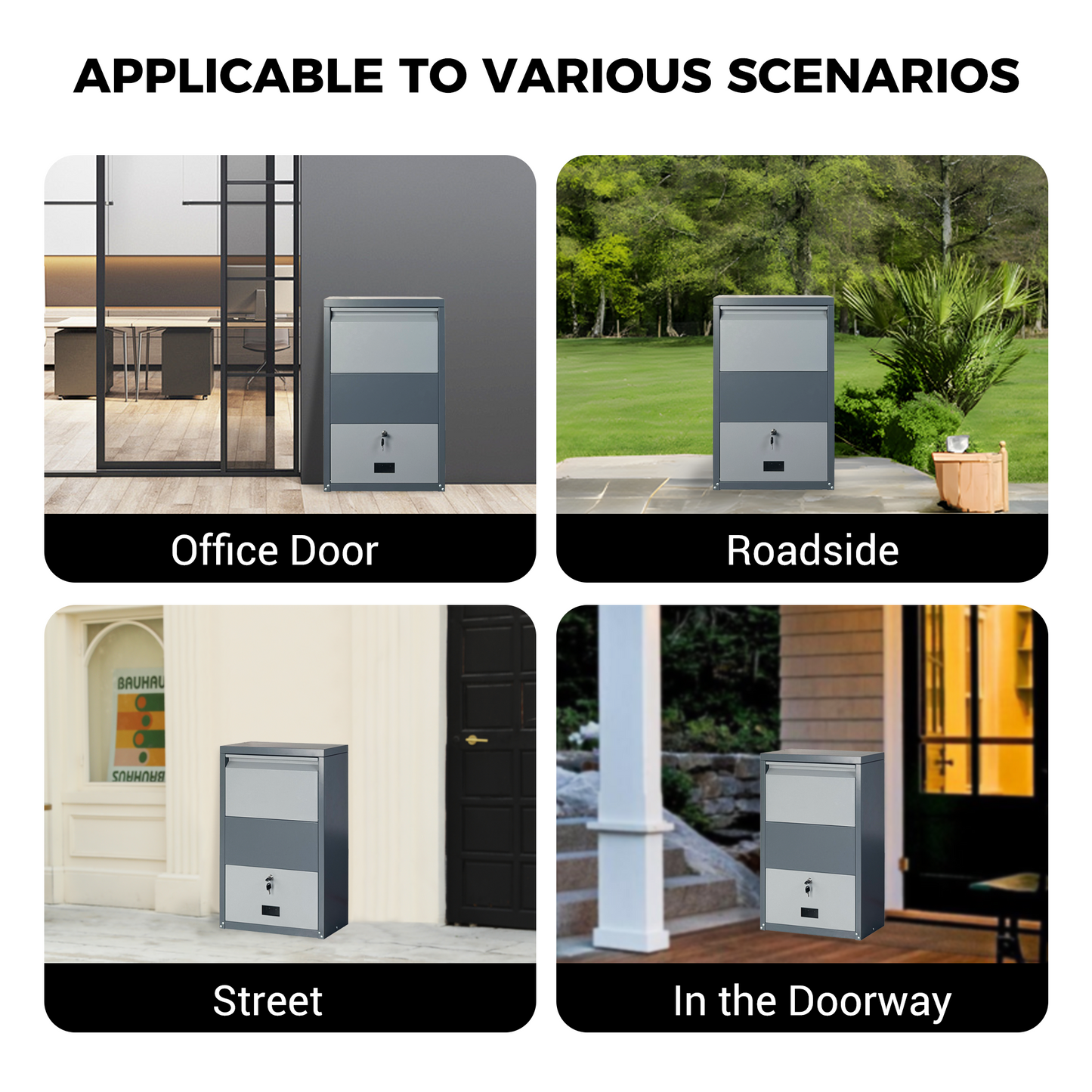 Secure Outdoor Steel Package Delivery Box with Lock - Large Curbside Mailbox