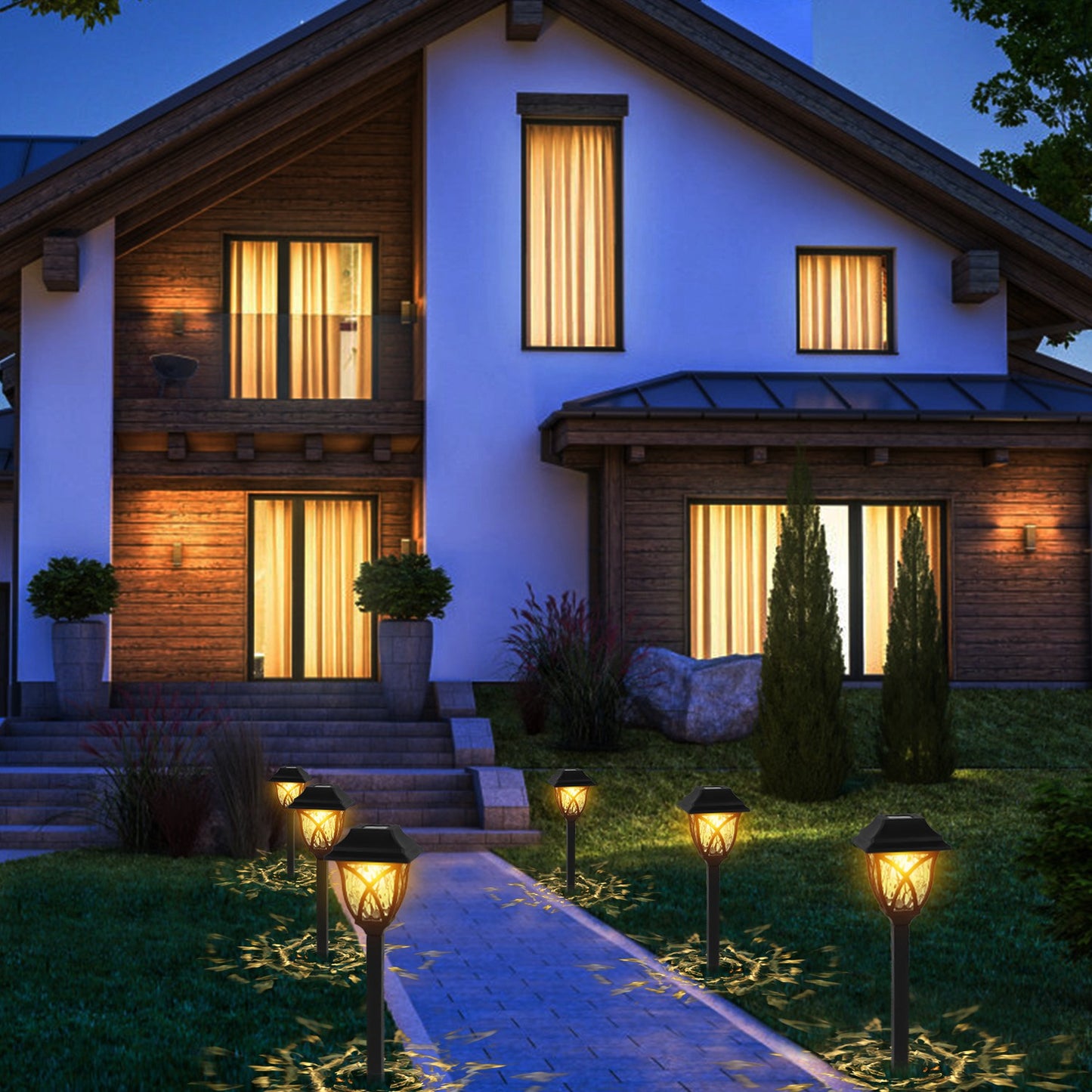 6 Pack Solar Powered Outdoor Pathway Lights Waterproof Landscape Garden Lamps