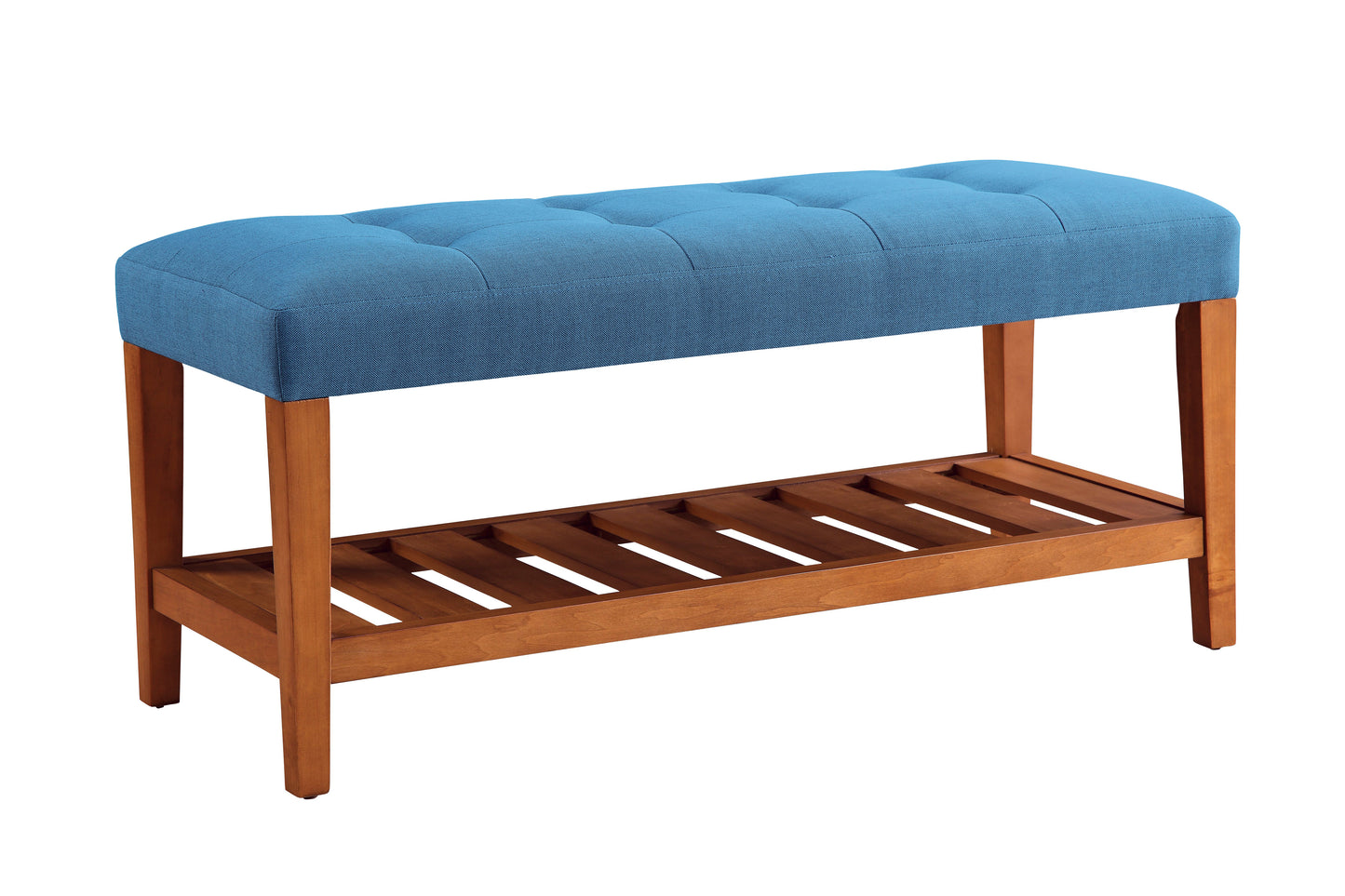 Charla Light Blue Fabric Bench with Oak Finish - 40" Wide