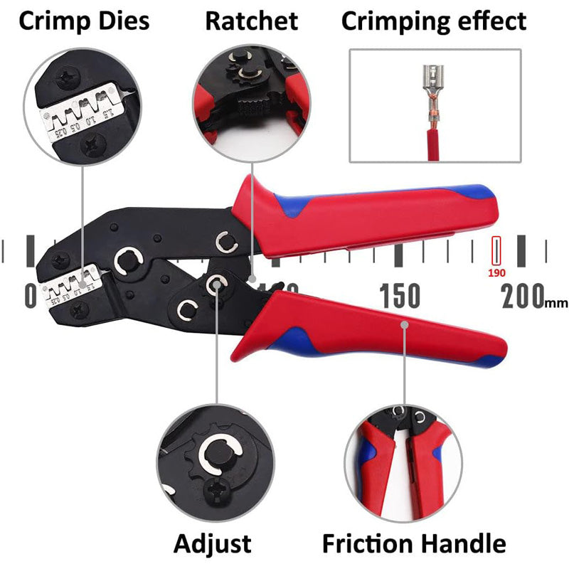 Red Crimping Pliers for Wire Terminals and Connectors - Hand Tool