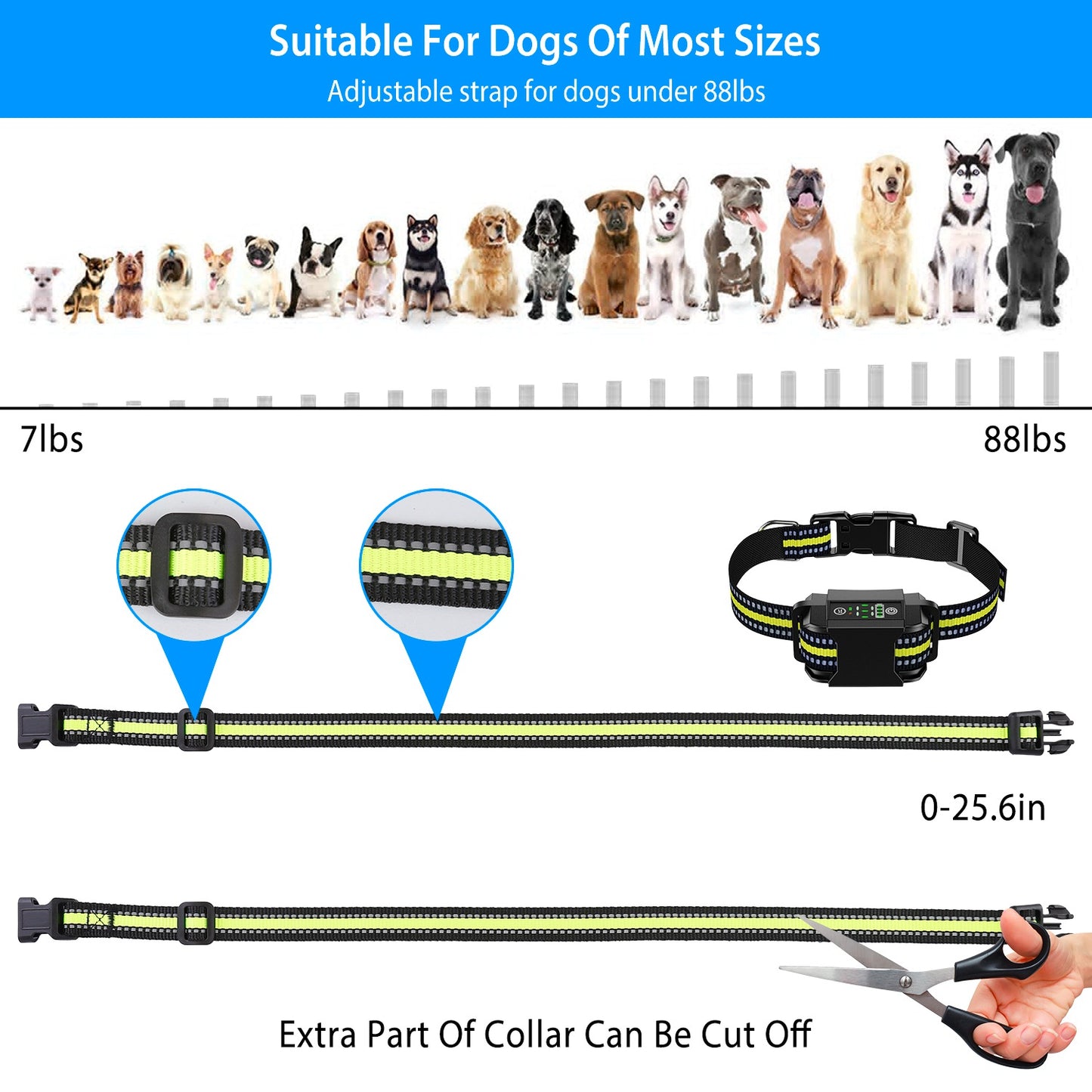 Rechargeable Waterproof Dog Bark Collar with Beep Vibration Static Modes
