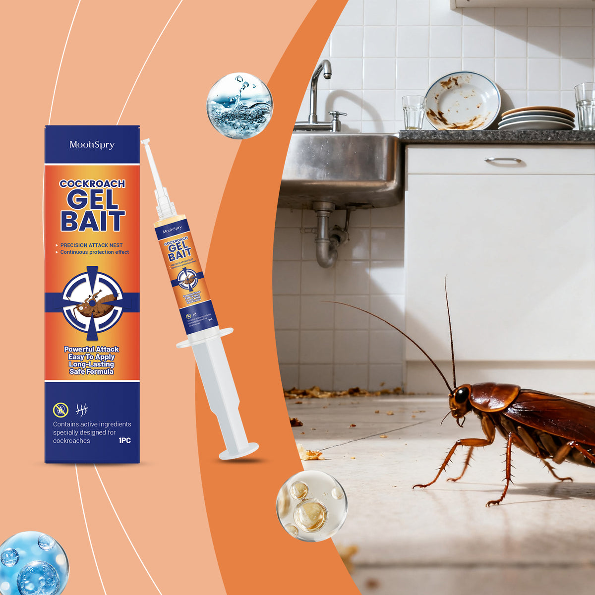 Cockroach Gel Bait - Pest Control Trap for Kitchen and Home Use