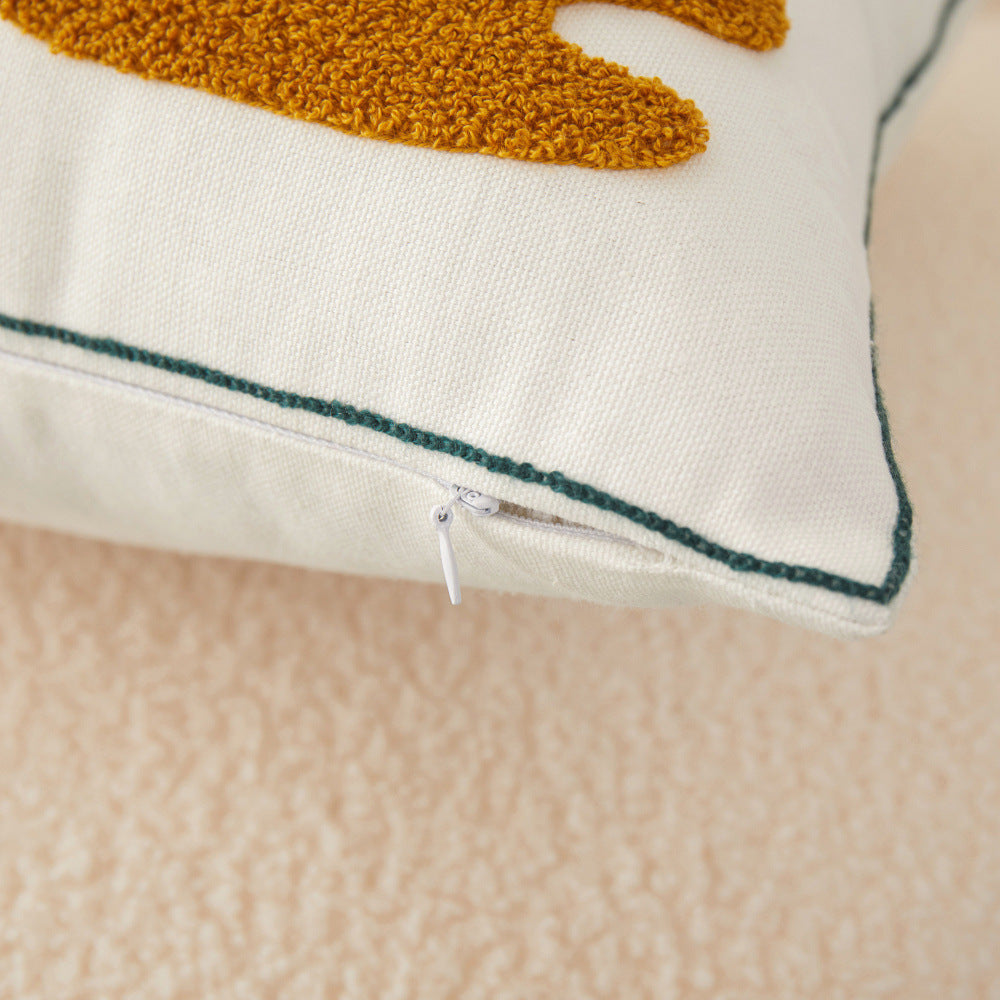 Cotton Embroidery Pillowcase Set - Morandi Seaweed Color Block Nordic Style