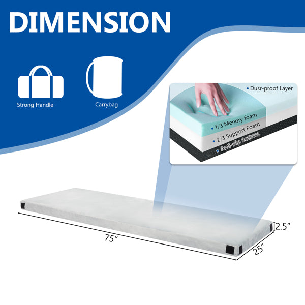 Memory Foam Camping Mattress - Plush Sleeping Pad - Gray
