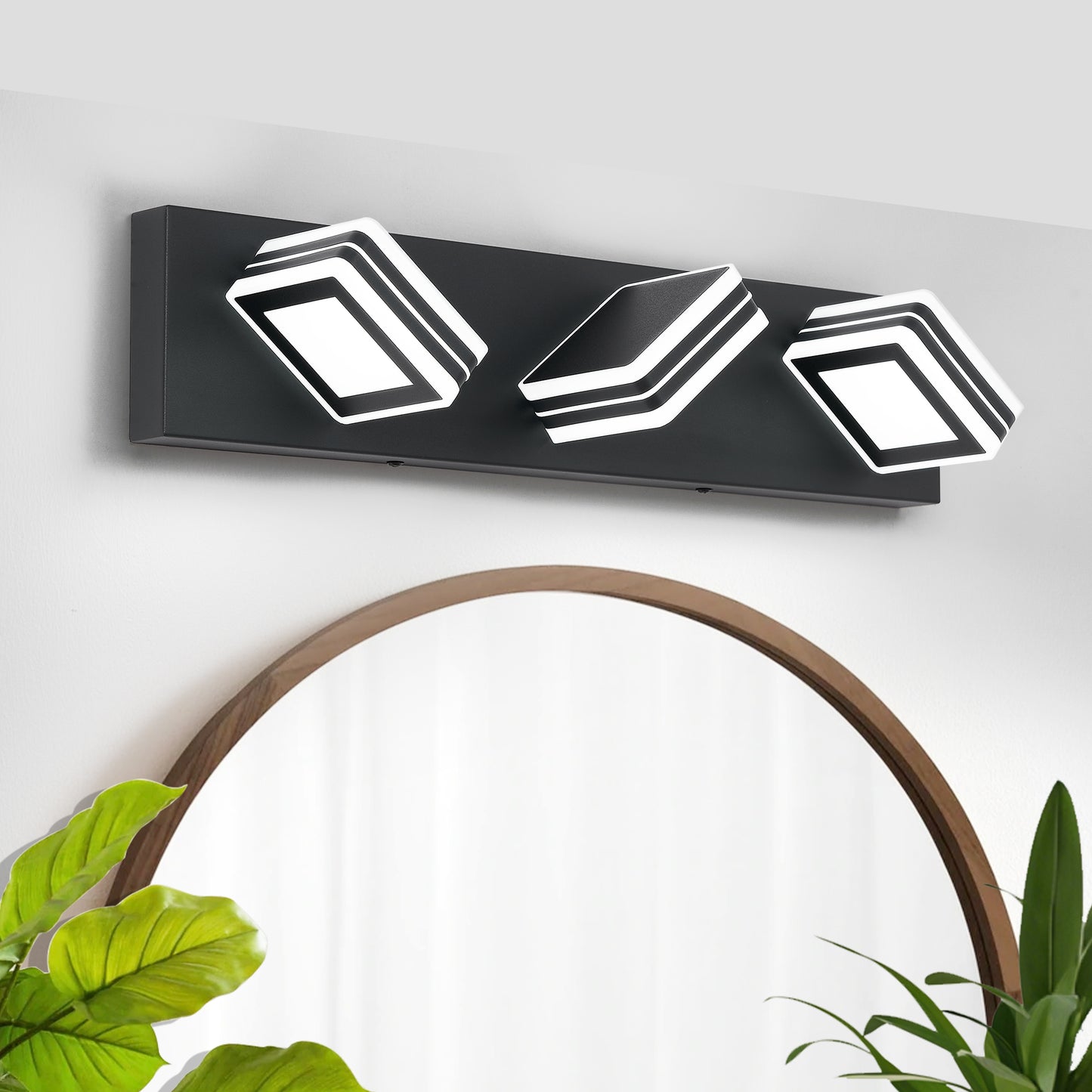 Matte Black LED Vanity Light Fixtures 3-Light Wall Sconce for Bathroom