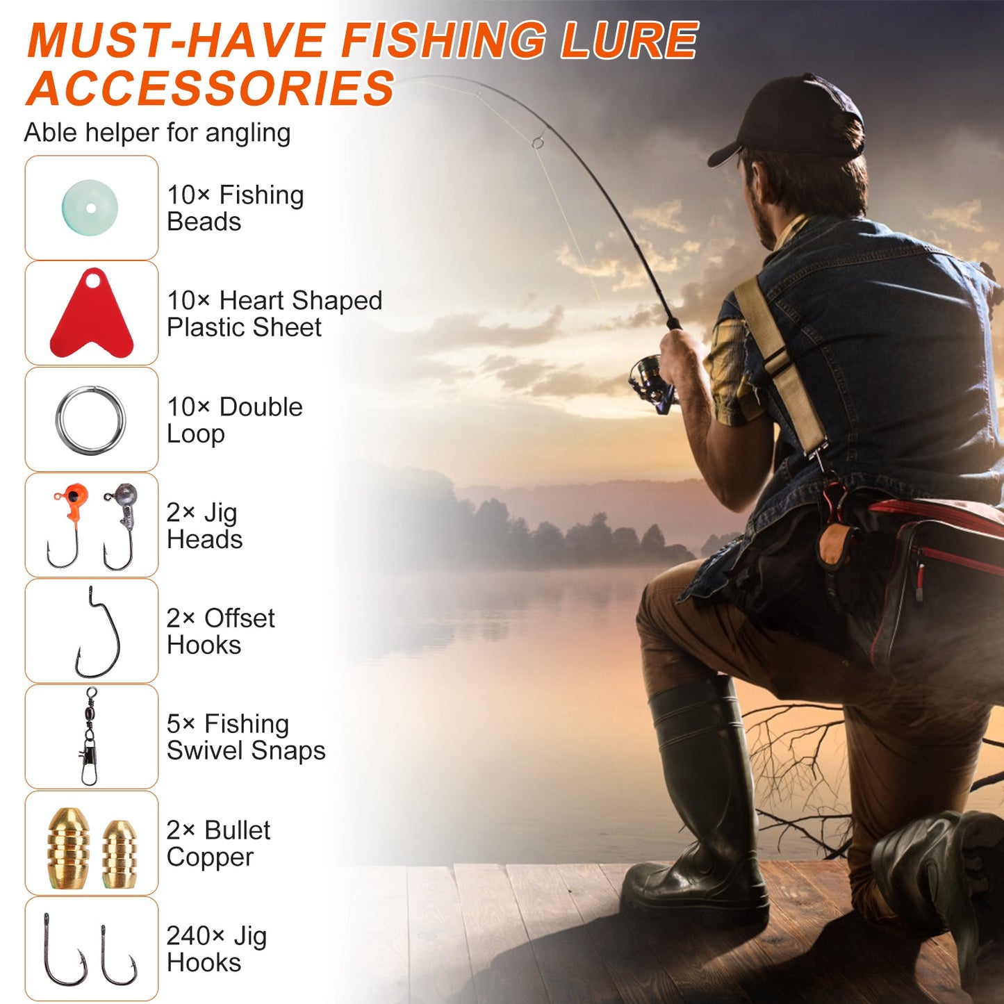 375-Piece Fishing Lure Kit with Tackle Box for Freshwater & Saltwater