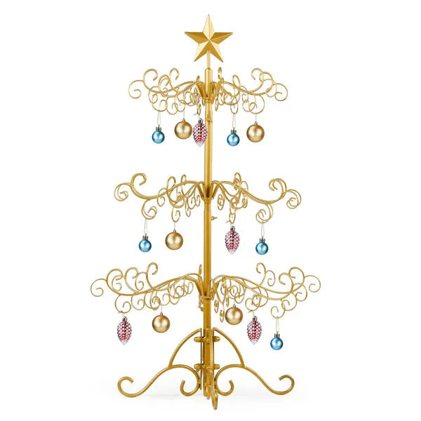 3ft Wrought Iron Christmas Tree Stand - Gold Ornament Display
