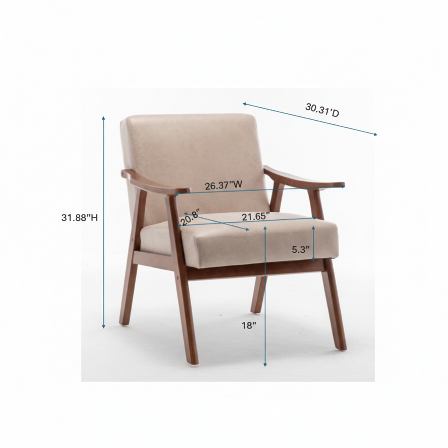 Accent Chair With Microfiber Upholstery And Solid Wood Frame, Classic