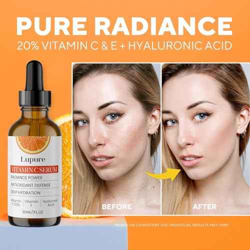 Professional Vitamin C Face Serum 20%, Anti Aging Facial Super Vit C Serum with Ascorbic Acid Hyaluronic Acid & Vitamin E for Dark Spots, Skin Care, Christmas Gift & Stocking | 1 Fl. Oz