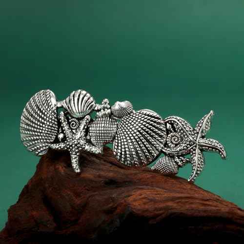 KKJOY Vintage Seashell Hair Clips Starfish Barrettes Hand Crafted Spring Clip Metal Hair Pin Headpieces Wedding Bridal Hair Accessories for Women Girls