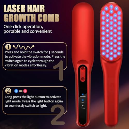 Laser Hair Growth Comb£¬Red Light Hair Growth Treatment for Men & Women£¨Red 1pcs £©