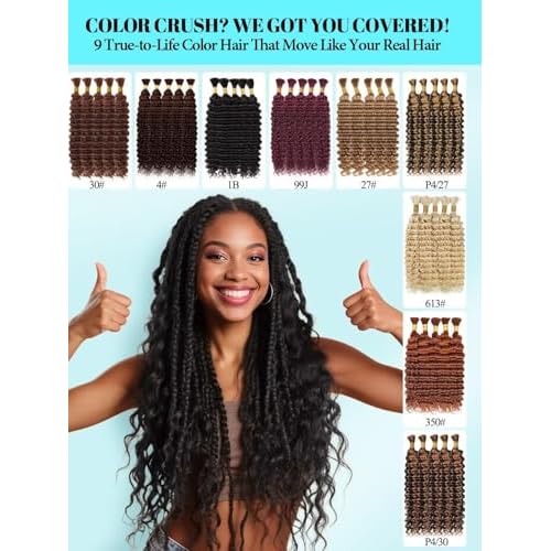 99J Burgundy Red Human Braiding Hair for Boho Braids 5 Bundles 20 Inch 160g 12A Deep Wave Braiding Hair for Bohemian Knotless Braids 100% Unprocessed Brazilian Virgin Bulk Hair Extensions No Weft