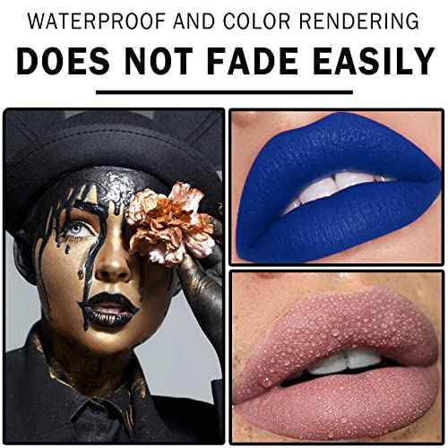 2PCS Black White Matte Liquid Lipstick - Velvet Finish, Long Lasting, Waterproof, Non-stick, Halloween Lip Tint, Makeup Labiales Mate 24 Horas Originales