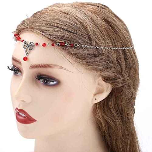 Ursumy Halloween Head Chain with Designed Crytal Pendant Headpieces Vintage Head Jewelry Hair Accessories for Women