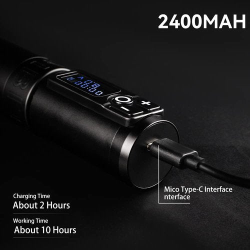 Ambition Trident Wireless Tattoo Machine - Rotary Tattoo Cartridge Machine Battery Pen with 2400mAh Power Coreless Motor Digital LED Display for Professionals and Beginners Tattoo Artist