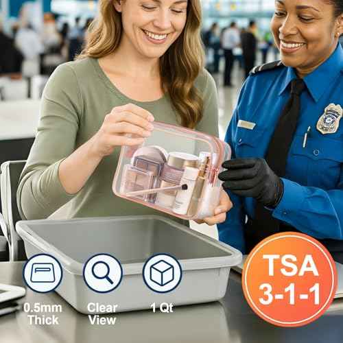 PACKISM Clear Makeup Bag - TSA Approved Toiletry Bag for Travel Size Toiletries, Travel Clear Toiletry Bag Quart Size Bag, Carry on Airport Airline Compliant Bag, Rose Pink(for age 12 or above)