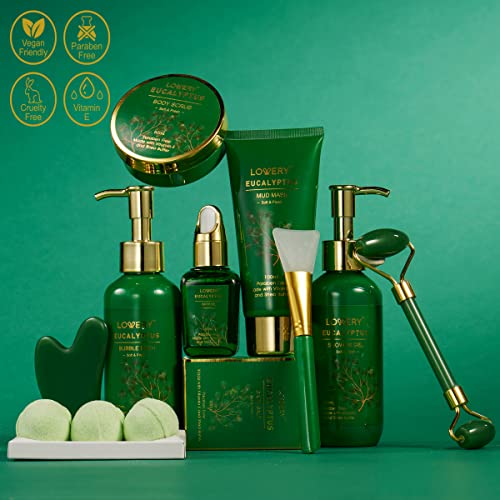 Mothers Day Gifts for Women & Men Who Have Everything, Eucalyptus Spa Gift Baskets for Mom, 16pc Bath Gift Set for Birthday Gifts for Women, Body Self Care Set for Pampering & Relaxation Basket