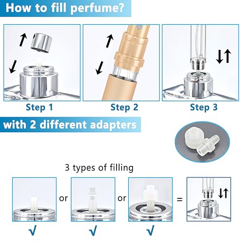 Travel Refillable Perfume Atomizer Bottle 5ml Leakproof Travel Perfume Refillable Bottle, Perfume Atomizer (Gold)