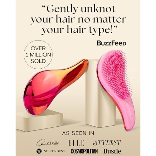 Lily England Detangler Hair Brush for Curly, Thick, Straight & Natural Hair - Gentle Detangling Brush for Women, Kids & Toddlers with Flexible Bristles - Smooth Hairbrush for Wet & Dry Hair, Ombre