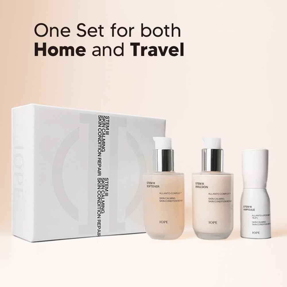 IOPE STEM III Skin Care Gift Set | Korean Timeless Skincare for Daily Uses, Intense Anti-Aging Face Toner & Lotion & Serum with Hyaluronic Acid, Kit for Hydration and Moisture Barrier Strength