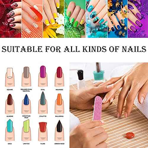 20 Pieces Glitter Nail File Colorful Nail Boards Nail Buffer Double Sided Emery Boards Fingernails Toenails Manicure Files Manicure Care Pedicure Tools for Women Girls (Bright Color)