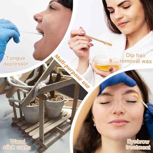 300 Pcs Wood Wax Applicator Kit 4 Style Wax Applicator Sticks with 4 Compartments Waxing Sticks Organizer Small Medium Large Waxing Applicators Waxing Sticks Assorted for Body Legs Face Nose Eyebrows
