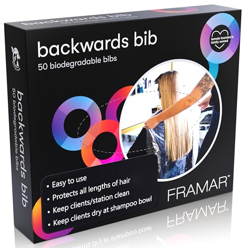 FRAMAR Backwards Bib Disposable Hair Cutting Capes Salon, Protects Clients, Disposable Salon Capes & Chair, Hair Dye Cape, Barber Cape ? 50 bibs
