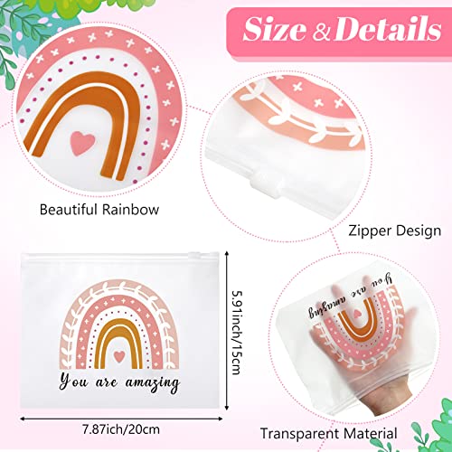 Wesiti 50 Pcs Rainbow Cosmetic Bag Inspirational Gifts Motivational Quotes Makeup Bag Bulk Waterproof Zippered Pouch for Women Girl Teacher Christmas Gift (You Are Amazing)