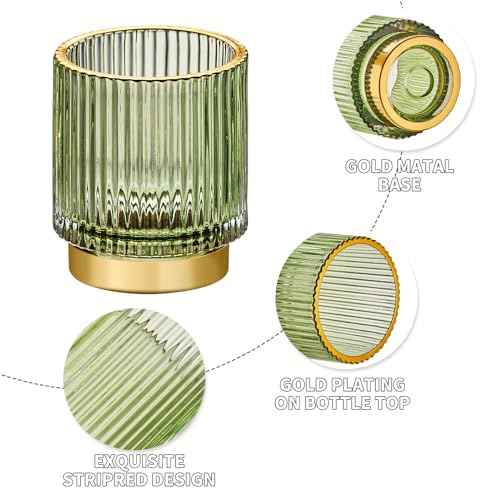 Makeup Brush Holder Organizer,Toothbrush Holders,Desk Pen Pencil Holder,Multifunctional Vintage Glass Brush Cup£¨L/Green/A3-6-US£©