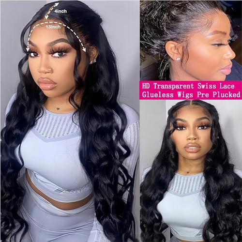 28 Inch 13x4 Lace Front Wigs Human Hair Body Wave Lace Front Wigs Human Hair Pre Plucked 13x4 Hd Lace Frontal Wigs Hd Lace Front Wigs for Black Women 180% Density