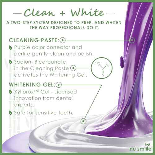 Professional Cleaning and Teeth Whitening Kit by nu smiile - Includes Blue LED Light - Visible Results in 20 Minutes - Xyliprox Teeth Whitening Gel - 30 Treatments