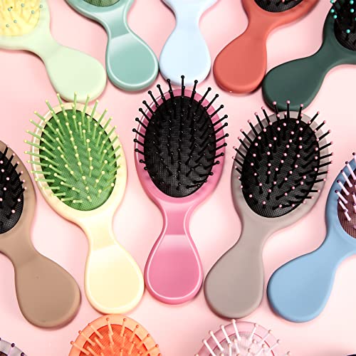 Zopeal 28 Pcs Kids Gift Wet Hair Mini Brush Bulk Girl Halloween Operation Christmas Small Pocket Travel Hairbrush Hygiene Detangler Soft Bristle Detangling Paddle for Party Favor Reward(28 Colors)